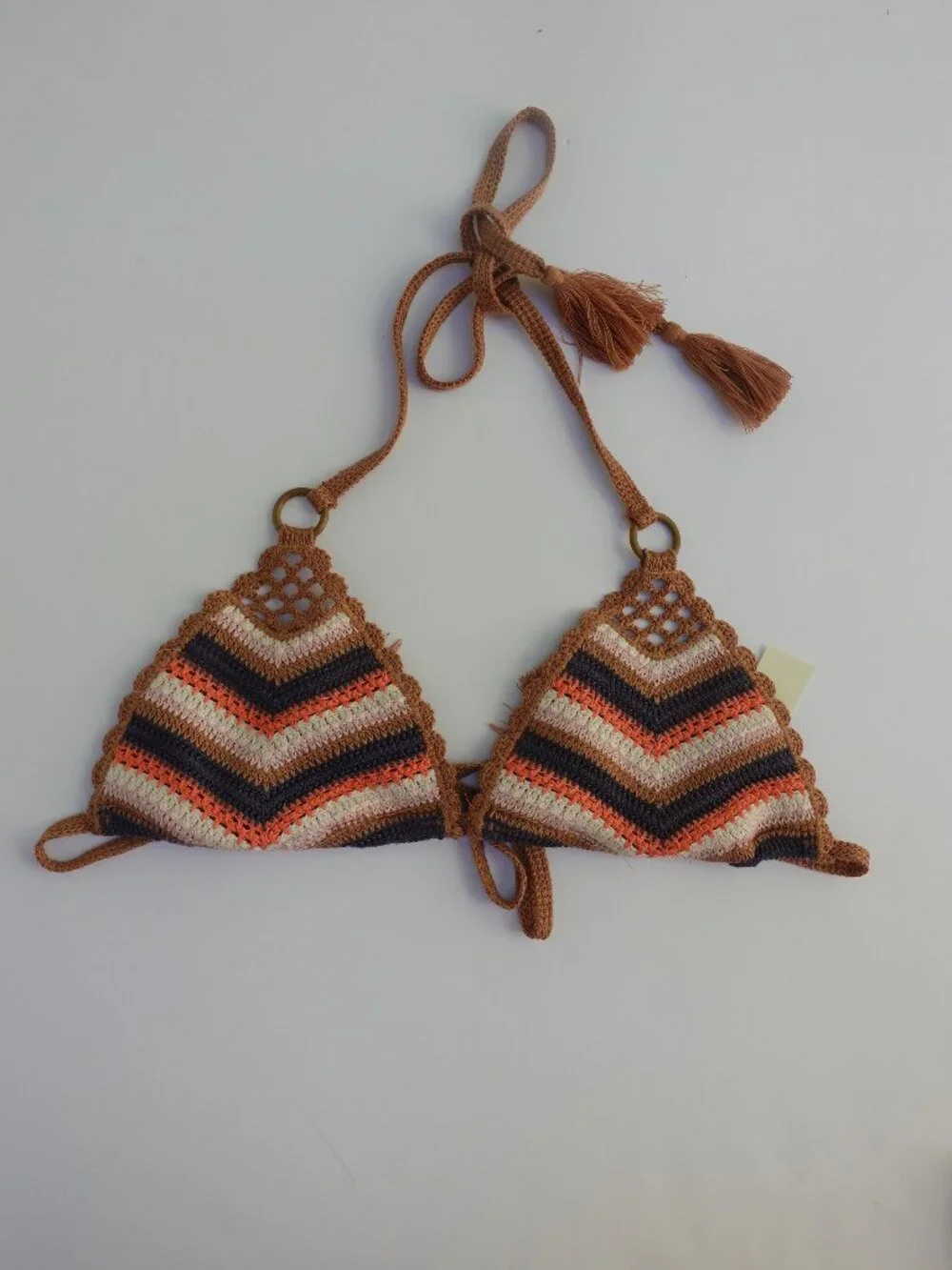 Women's Aerie Crochet String Triangle Bikini Top NEW Size M $49 beach swim